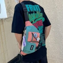 男士胸包，品牌工装风格斜挎包，多功能个性化腰包，单肩包，大学包，父亲节礼物，夏季爸爸 - 彩色 - 查看 3