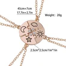 1set New Arrival BFF Necklace Set For Women, Four-Piece Collection With Star, Sun, Moon And Cloud Pendants For 4 Friends - Gold - View 8