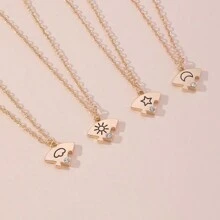 1set New Arrival BFF Necklace Set For Women, Four-Piece Collection With Star, Sun, Moon And Cloud Pendants For 4 Friends - Gold - View 7