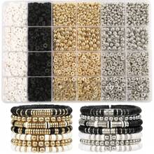 1 Box White Soft Polymer Clay Bead Necklace & Bracelet Making Kit, 15/24 Summer Jewelry Grid Set, 4mm 6mm 8mm 10mm Faux Pearl For Friendship Jewelry Making, DIY Beading Decor, Spacer Beads, Suitable For 8-12 Years Old Girls, Ideal Gift For Holidays - Pure White - View 14