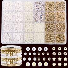 1 Box White Soft Polymer Clay Bead Necklace & Bracelet Making Kit, 15/24 Summer Jewelry Grid Set, 4mm 6mm 8mm 10mm Faux Pearl For Friendship Jewelry Making, DIY Beading Decor, Spacer Beads, Suitable For 8-12 Years Old Girls, Ideal Gift For Holidays - Pure White - View 12