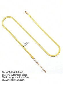 Aomogo 1pc Stainless Steel Blade Chain Necklace, Unisex Fashionable Hip Hop Style Flat Snake Bone Jewelry - necklace - View 8