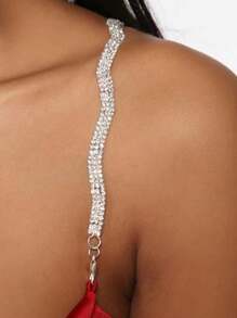 1pair/Set European And American Sexy Wavy Rhinestone Shoulder Straps, Bride Bra Adjustable Strap Shoulder Jewelry, Versatile Diamond Body Chain For Banquets Halloween