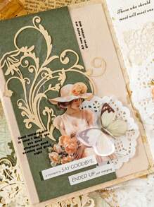 MOCARD 10 piezas/paquete Papel para álbum de recortes con temas de plantas y flores con agujeros, papel de fondo para decoración DIY, regalo de festival, material de collage hecho a mano, papelería personalizada para planificación y proyectos escolares creativos. - Verde - Ver 2