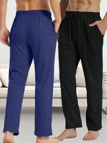 Quần dài nam dệt kim co giãn màu trơn có túi (gói 2 chiếc) - Nhiều màu - Xem 4