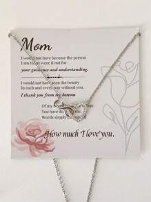 CHOSHILAR 1 件无限心形吊坠项链（含定制礼品盒），钛钢永恒母亲之心项链，送给妈妈的母亲节礼物，送给爱人的情人节礼物，银色 - 銀色 - 查看 4