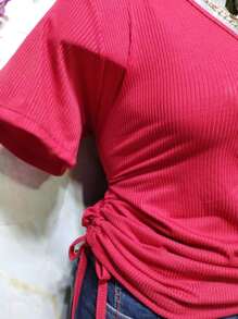 BLUSA TALLA CURVY DOBLE JARETA MOD. NALA TELA FRESCA RIF TEXTURA LIGERA - Rojo - Ver 4