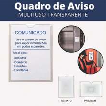Display a4 expositor folhas parede avisos PAISAGEM HORZONTAL PETG - Transparente - Visão 7