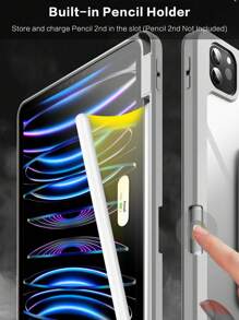 360° Rotating IPad Protective Case Backcover, Shock-Proof, High Compression Resistance, Scratch-Resistant, Support Sleep/Wake Function, Compatible With Built-In Apple Pencil Slot, Adjustable Viewing Angle - Grey - Grey - View 8