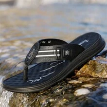 Summer 2024 Fashionable Soft Thick-Soled Large Size British-Style SandalsBeach Shoes For Men - Black - View 1