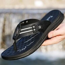 Summer 2024 Fashionable Soft Thick-Soled Large Size British-Style SandalsBeach Shoes For Men - Black - View 5