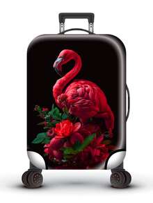 Motivo fenicottero, motivo personalizzato, aggiornamento del processo di produzione, fascia elastica globale, tessuto elastico spesso, lavabile, copertura protettiva per valigia, copertura antipolvere per valigia, molto adatta per viaggi d"affari, viaggi e check-in del bagaglio, adatta per scatole da 18-32 pollici. - nero - Visualizzare 2