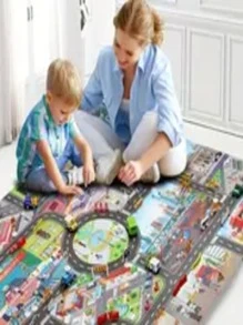 1pc Popular Game Scene Map Civilization City Parking Lot Game Pad, Waterproof Non-Woven Fabric Mat For Urban Theme Game Traffic Route Map, Suitable For Camping, Children Play And Parent-Children Interactive Games (Note: The Product Does Not Include Engineering Road Sign Models And Car Models)