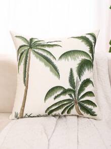 Miater 1入夏季椰樹刺繡帆布枕套 - 綠色 - 查看 1