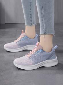 2024新款女士休閒運動鞋，流行全白女孩運動鞋，輕質舒適平底鞋，百搭款 - 藕粉色 - 查看 6