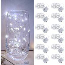 [1/3/5/12 opakowań i 3 tryby] Lampki choinkowe zasilane bateriami 7FT 20LED Twinkle Lights Bateryjne mini lampki Małe lampki LED Wodoodporny srebrny drut do wnętrz Słoik Mason DIY Ślub Dekoracja świąteczna, (biały)