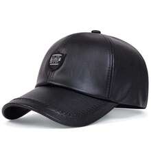 1pc Men PU Leather Baseball Cap Outdoor Adjustable Warm Casual Hat, Suitable For Autumn And Winter Travel, Beach, And Parties - Multicolor - View 5