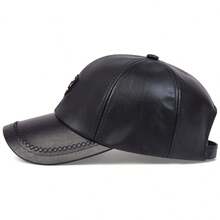 1pc Men PU Leather Baseball Cap Outdoor Adjustable Warm Casual Hat, Suitable For Autumn And Winter Travel, Beach, And Parties - Multicolor - View 6