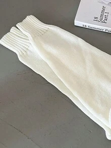 Calentadores de piernas hasta el muslo de unicolor, calentadores de piernas acampanados - Blanco - Ver 5