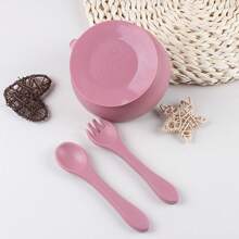 Set di stoviglie per bambini in silicone da 8 pezzi, include piatto da alimentazione, ciotola, bavaglino, ciuccio, tazza, cucchiaio, forchetta e set di cibo supplementare.