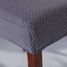 4 chiếc Vỏ bọc ghế ăn bằng vải thun Jacquard, Tấm bọc ghế Parson có thể giặt được, Tấm bảo vệ ghế có thể tháo rời cho tiệc cưới nhà hàng nhà bếp, Đen (4 chiếc, Xám nhạt) - Xám - Xem 7