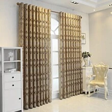 Cortina transparente grossa em estilo vintage europeu, cor café, com design vazado, ideal para sala de estar, quarto, escritório, varanda, proteção solar e privacidade. (1 peça)