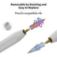 光滑且耐磨的Apple Pencil 1/2可替換筆垢，8片裝 - 透粉+透藍 - 查看 3