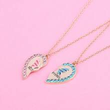 2 pièces/ensemble Collier pendentif cœur papillon mignon pour filles. Colliers d'amitié BFF. Bijoux d'amis les meilleurs. Cadeau pour la Saint-Valentin, maman, mère, Fête des mères
