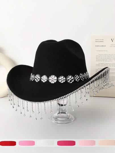 1pc Women Solid Color Floral Glitter Water Drop Beaded  display picture 2