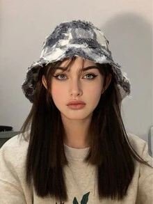 1 chiếc mũ xô kẻ caro chắp vá thời trang xuân hè dành cho cả nam và nữ, có viền tua rua, mũ chống nắng thoáng khí, mũ xô cổ điển, phong cách Nhật Bản cho các hoạt động ngoài trời - Nhiều màu - Xem 9