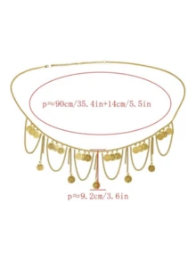 1入組比基尼腰鏈，流蘇金屬身體鏈，可調節女性沙灘穿著飾品，用於泳裝裝飾 - 彩色 - 查看 5