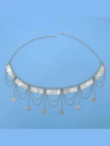 1入組比基尼腰鏈，流蘇金屬身體鏈，可調節女性沙灘穿著飾品，用於泳裝裝飾 - 彩色 - 查看 4