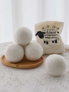 3pcs Knitted Drying Ball White Felt Ball Home Dryer Laundry Ball Drying Ball Anti-Entanglement Clothes In Addition To Electrostatic Laundry Ball - White - View 4