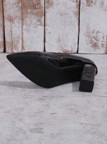 女士春季新品性感尖头低帮高跟鞋粗跟经典鞋 - 黑色 - 查看 7