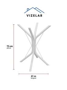 Base de Mesa Aço Inoxidável 75cm para Cozinha Montada com Apoio Madeira Granito Mármore Jantar Pedra Vidro Quadrada Redonda Moderna - Branco - Visão 4