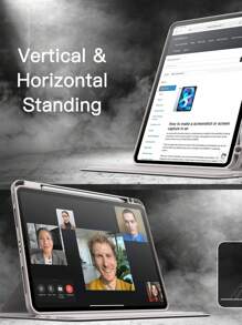 360° Rotating IPad Protective Case Backcover, Shock-Proof, High Compression Resistance, Scratch-Resistant, Support Sleep/Wake Function, Compatible With Built-In Apple Pencil Slot, Adjustable Viewing Angle - Grey - Grey - View 9