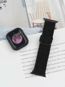 2 Peças Pulseiras de Relógio Pretas Fashion, Macias, Onduladas, Respiráveis e Elásticas Ajustáveis, e Casos Protetores de Silicone Vazados Fofos, Compatíveis com Pulseiras de Apple Watch 38/40/41/42/44/45/46/49mm, Compatível com Apple Watch Series Ultra/SE/10/9/8/7/6/5/4/3/2/1