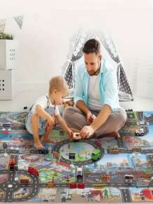 1pc Popular Game Scene Map Civilization City Parking Lot Game Pad, Waterproof Non-Woven Fabric Mat For Urban Theme Game Traffic Route Map, Suitable For Camping, Children Play And Parent-Children Interactive Games (Note: The Product Does Not Include Engineering Road Sign Models And Car Models)