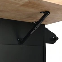 MISSUNNY  Farmhouse Kitchen Island Set With Drop Leaf And 2 Seatings,Dining Table Set With Storage Cabinet,  Drawers And Towel Rack, Black+Rustic Brown