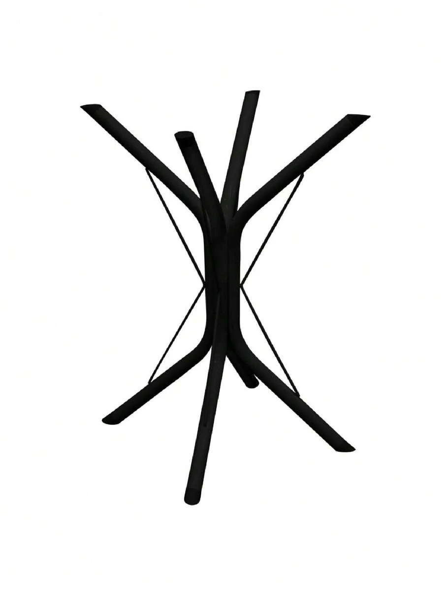 Base de Mesa Aço Inoxidável 75cm para Cozinha Montada com Apoio Madeira Granito Mármore Jantar Pedra Vidro Quadrada Redonda Moderna - Preto - Visão 1