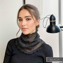 1 pieza Cuello de cisne de unicolor para mujer con cobertor de máscara facial transparente delgado. Accesorios de mujer para invierno y otoño