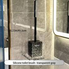 硅胶马桶刷套装，壁挂式，无需钻孔，浴室长柄清洁刷，可重复使用马桶清洁工具 - 透明灰 - 查看 10