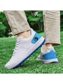 男士专业高尔夫运动鞋，防水防滑时尚休闲鞋 - 藍白色 - 查看 4