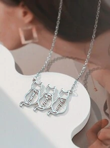 定制宠物名字项链，个性化猫咪纪念礼物，时尚不锈钢经典猫咪剪影吊坠项链，女士基础款家庭项链及纪念礼物，送给宠物主人的完美节日礼物。时尚、秋季潮流、简约、休闲、可爱，可定制、个性化、独特，是送给女友、妈妈、家人、朋友、女儿、祖父母的理想礼物，适合周年纪念日、情人节、母亲节、生日、毕业典礼、婚礼、日常佩戴，以及新年等场合。 - 銀色 - 查看 4