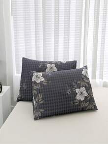 3pcs Polyester Brushed Fabric Bedding Set With Plant Print Including 1 Fitted Sheet And 2 Pillowcases (Pillow Cores Not Included) - Elegant Style - View 4