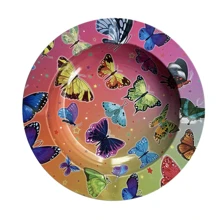 1 件时尚图案烟灰缸，马口铁烟灰储存盘，吸烟配件。，返校用品 - 彩色 - 查看 13