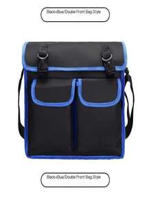 多功能双层牛津布宽带安装大容量电工维修耐磨手提斜跨两用工具包大容量耐磨加厚单肩斜跨工具包电工木工 - 藍色 - 查看 9