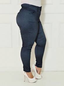 Plus Size Pants - 藏蓝色 - 查看 3