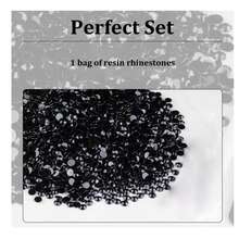 4000 piezas 4mm abalorios de resina al por mayor, abalorios redondos planos de cristal de jalea transparente AB para uñas y manualidades decoración uñas - Negro - Ver 5