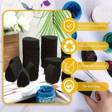 5/10 miếng bọt biển vẽ mặt hình cánh hoa mật độ cao dành cho người lớn - Hoàn hảo cho nghệ thuật trang điểm và vẽ cơ thể Trở lại trường, Trở lại trường, Đồ dùng học tập - màu đen - Xem 4